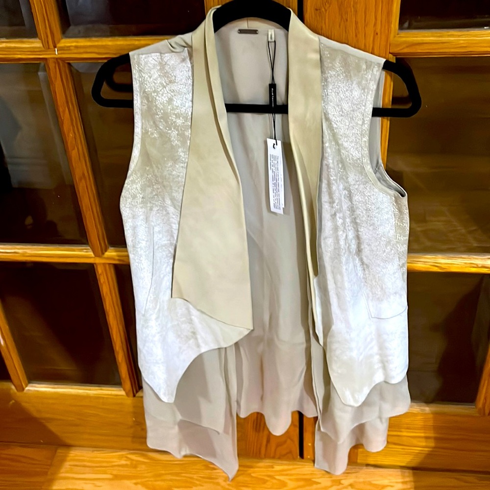 NWT Elie Taheri Long Women Vest 100% Lamb Leather